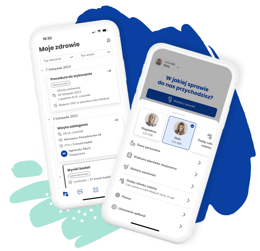 Telefon z aplikacją Jutro Medical na ekranie